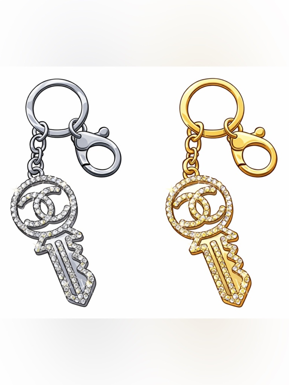 Fashion Gold Key or Bag Card Holder Charm Crystal-Embellished